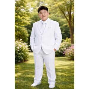 NEW Boys First Holy Communion Suit Size 14H - White 5 Piece w/Garment Bag
